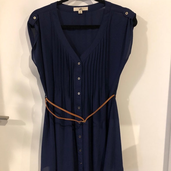 Ya Los Angeles blue sheer button front belted tunic - Picture 1 of 3